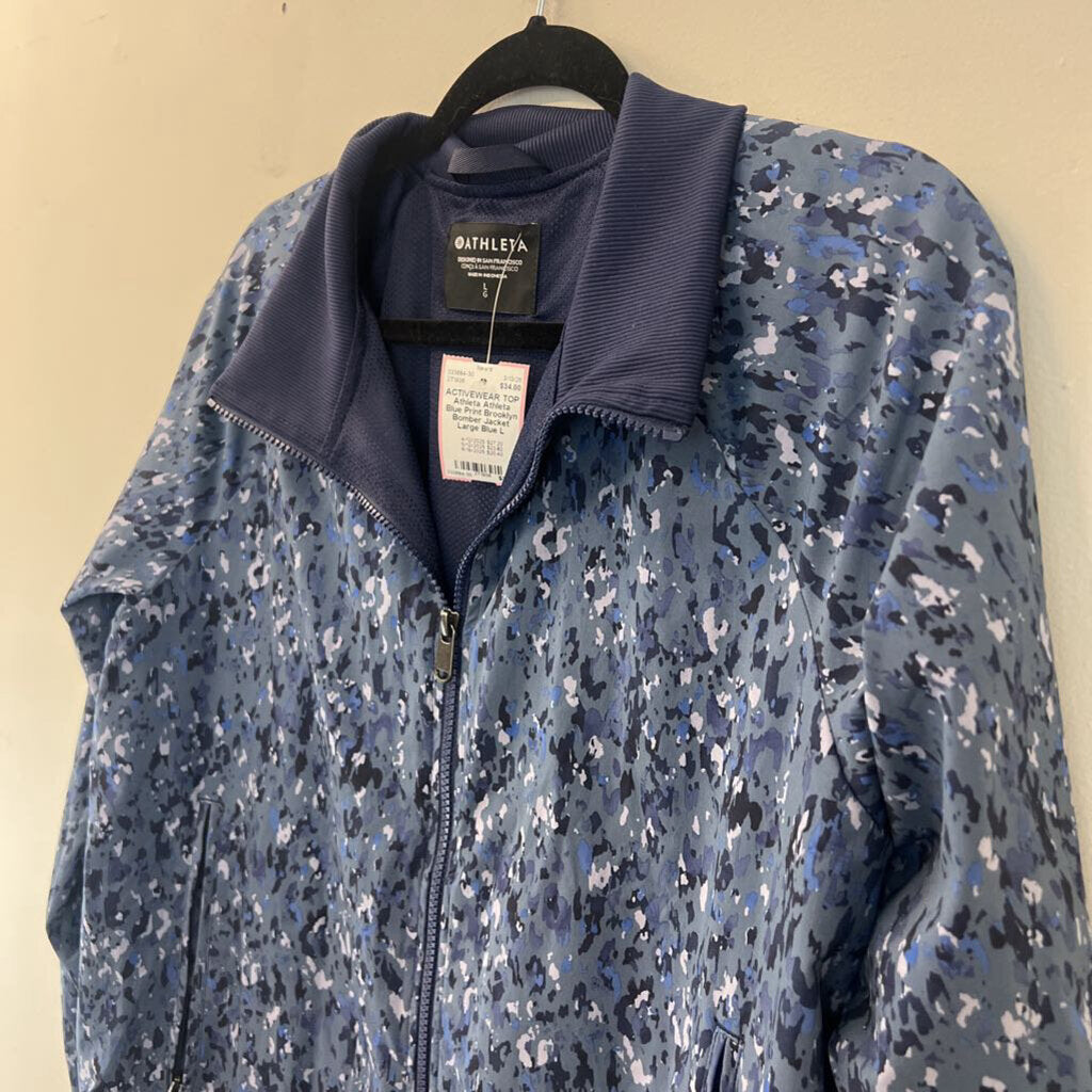 Athleta Blue Print Brooklyn Bomber Jacket Large