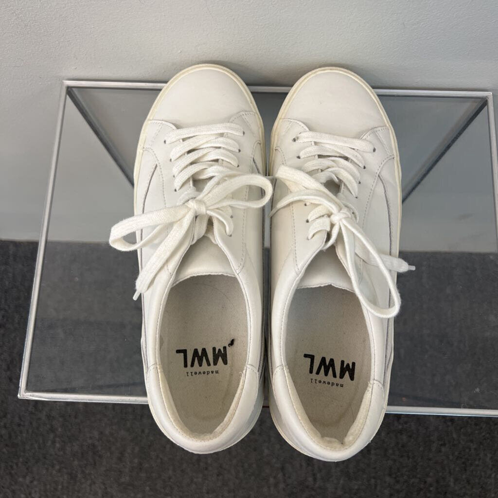 Madewell White Sidewalk Leather Low Top Sneakers 9
