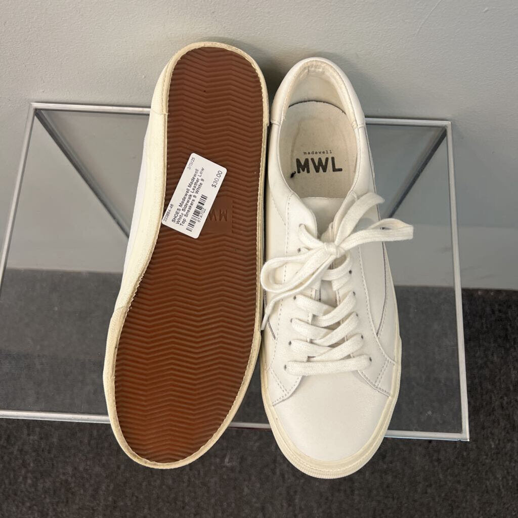 Madewell White Sidewalk Leather Low Top Sneakers 9