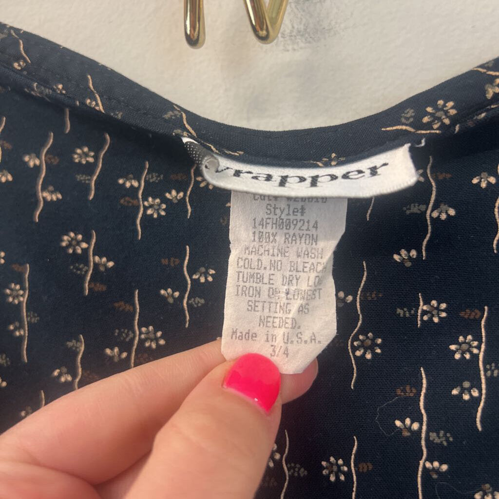 Wrapper Black/ Cream Print Skirt Extra Small