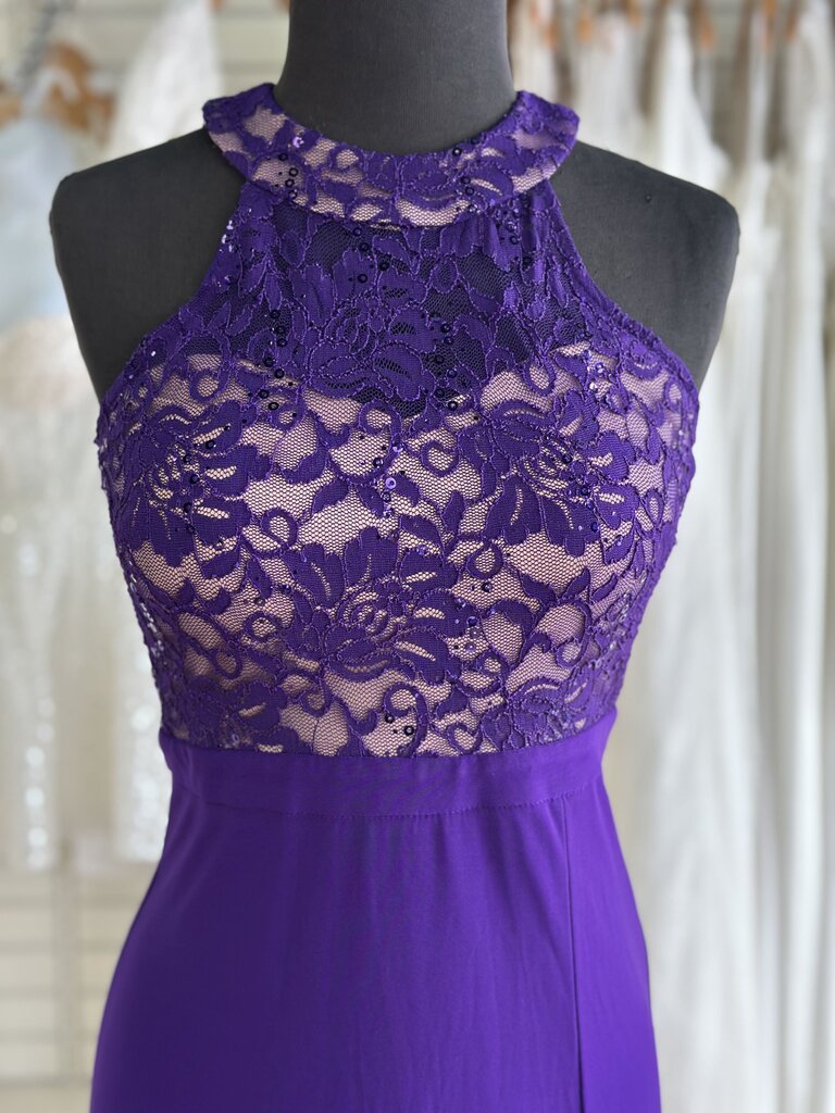 Morgan & Co Lace Halter Long Dress Small