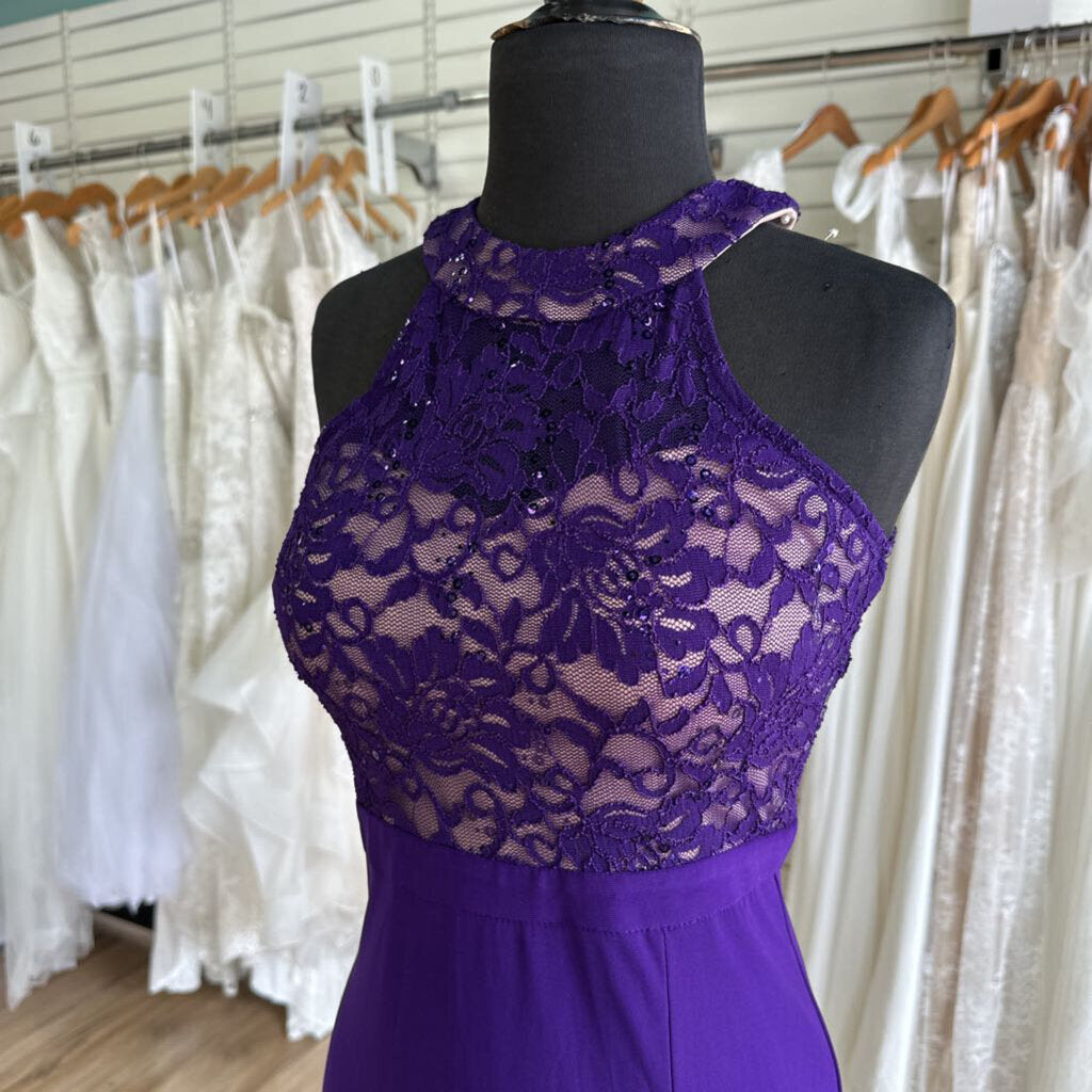 Morgan & Co Lace Halter Long Dress Small