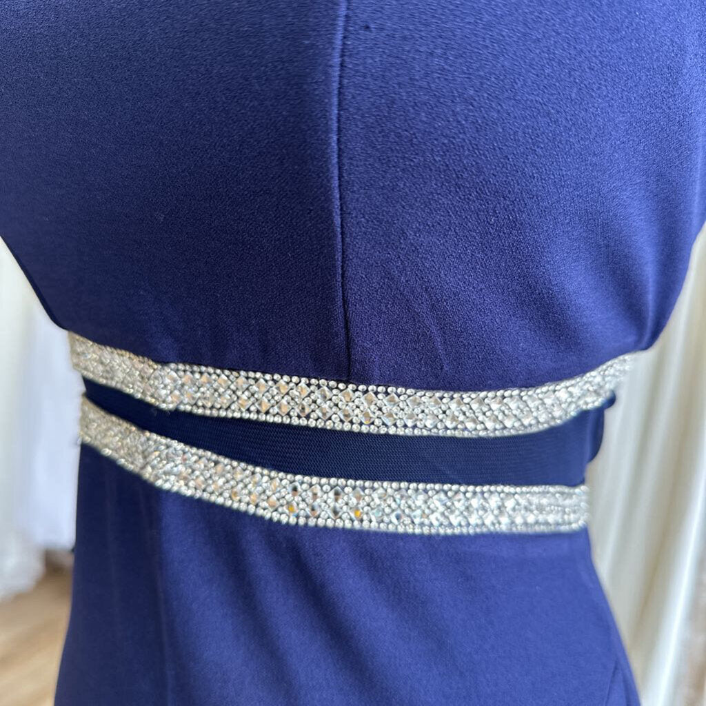 My Michelle Jersey Rhinestone Halter Long Dress 1