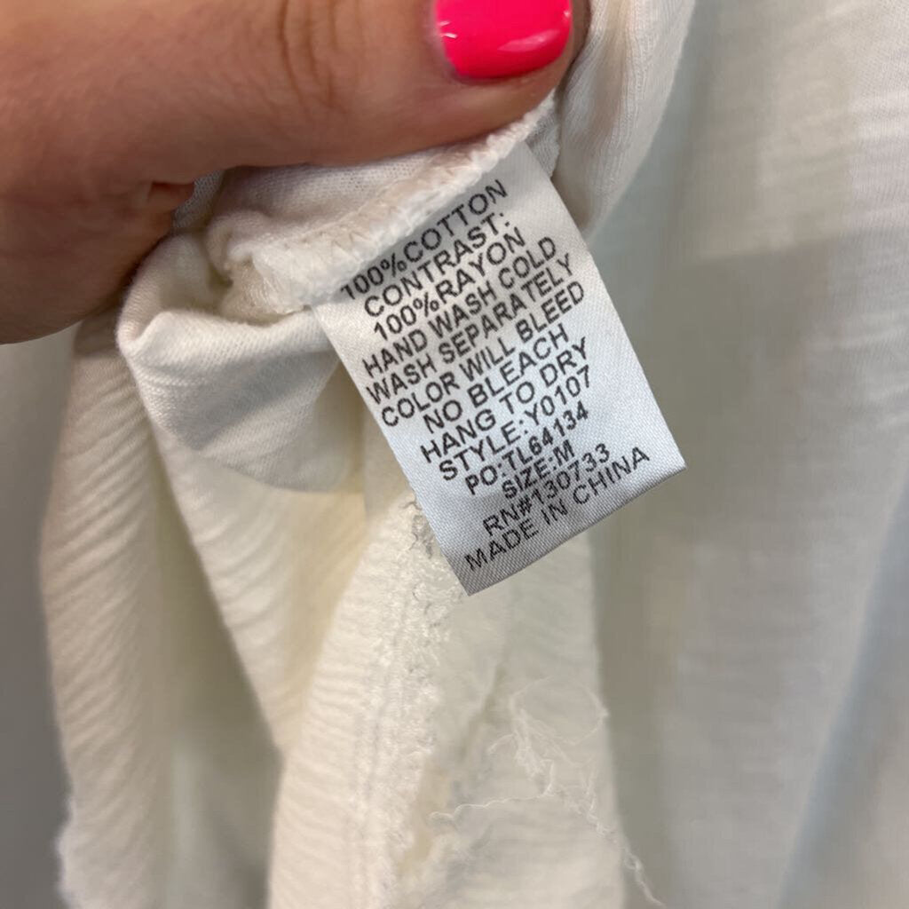 Umgee White Frayed Layered Hem Tank Top Medium