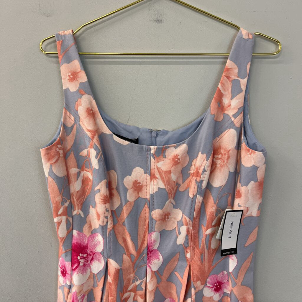 Nine West Floral Print Knee Length Dress 8