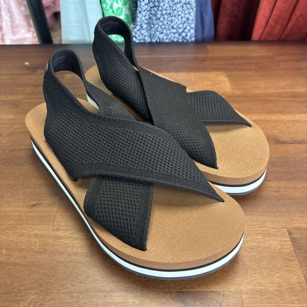 SportYB Miranda Black Platform Sandals 7.5