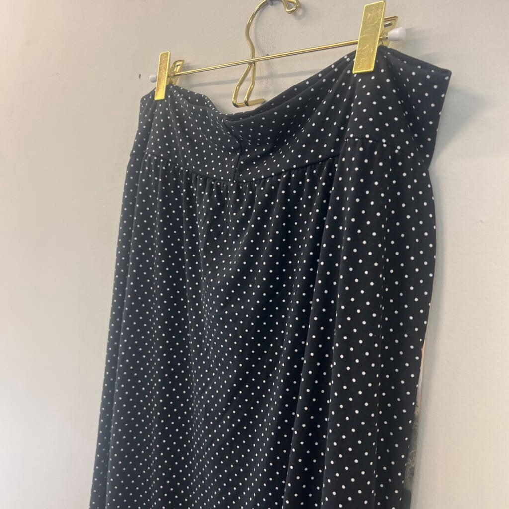 Black/ Cream Print Reversible Sides Maxi Skirt Large