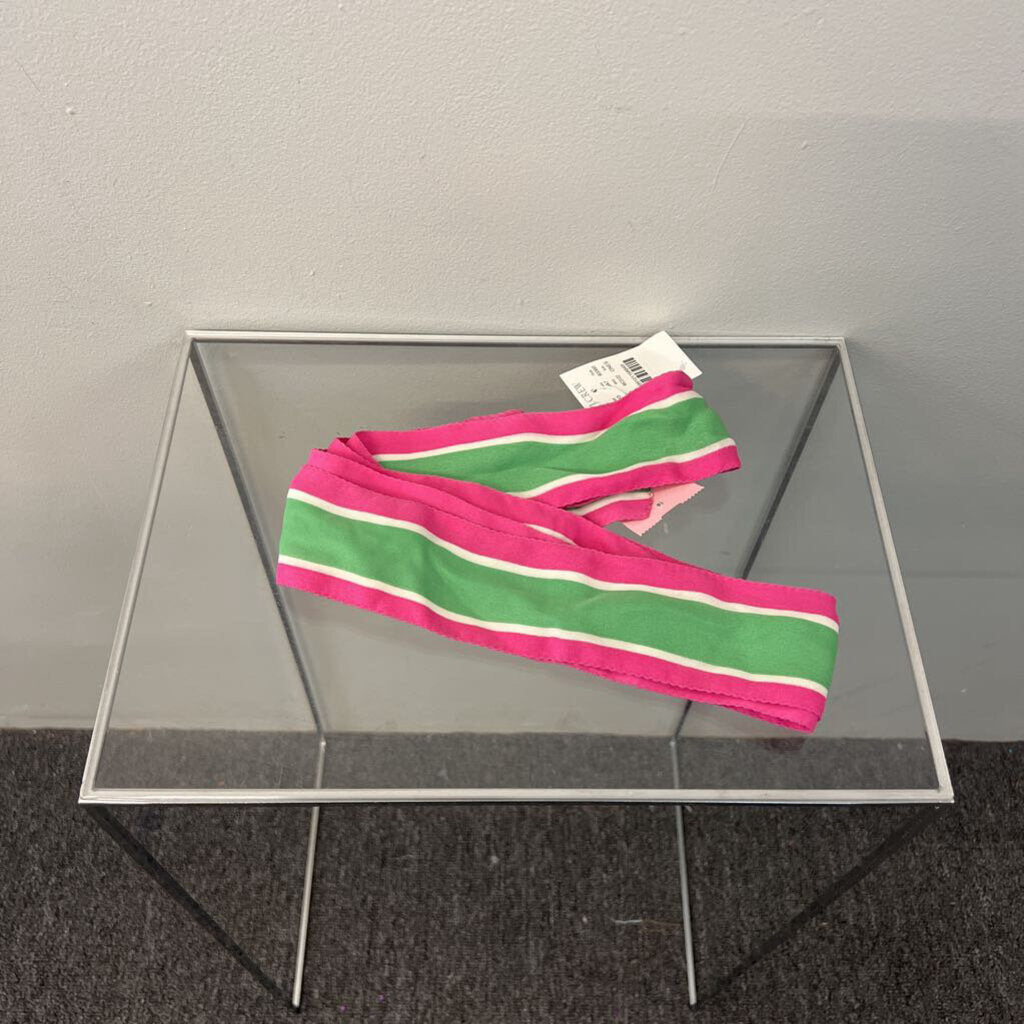 J Crew Pink/ Green Striped Hair Tie Scarf