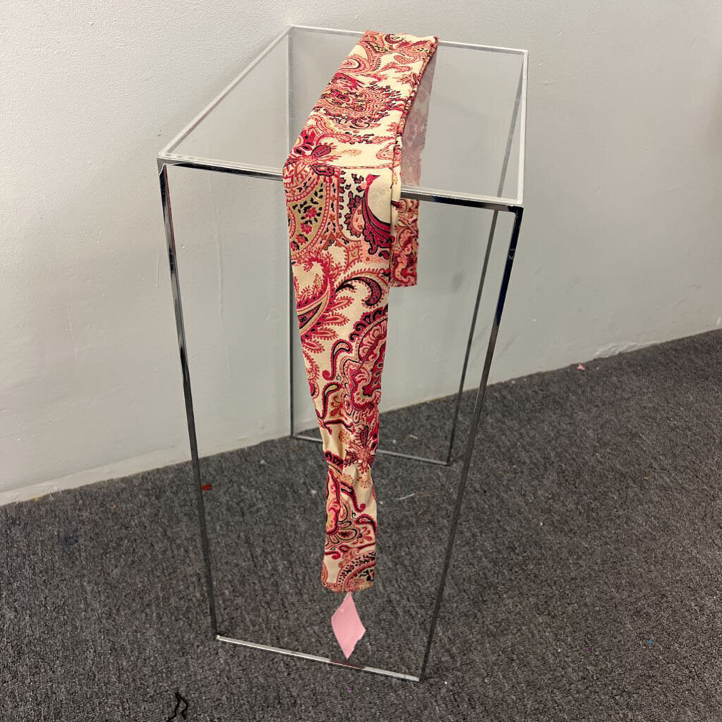 Pink/ Beige Print Hair Tie Scarf