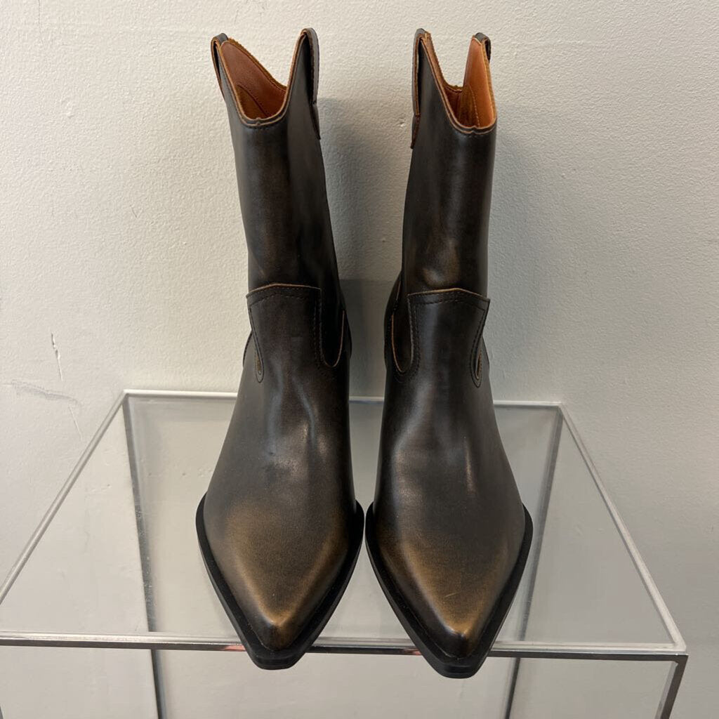 Oasis Society The Ames Brown Leather Short Cowboy Booties 9