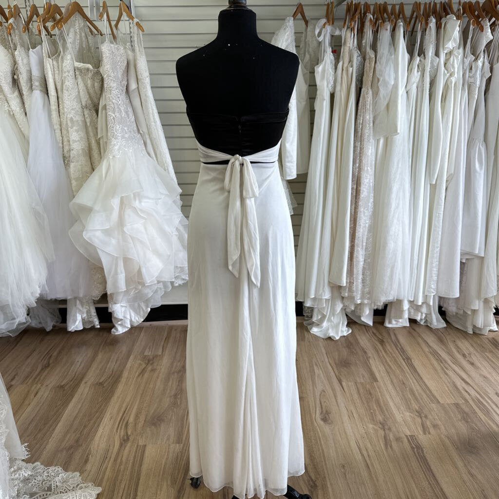 Sequin Hearts Black Strapless Top White Skirt Long Formal Dress 3