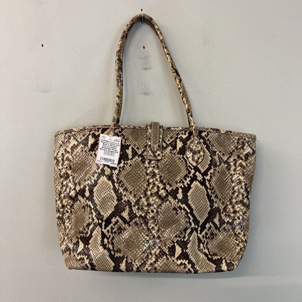 Dooney and Bourke Brown/ Cream Leather Snakeskin Purse