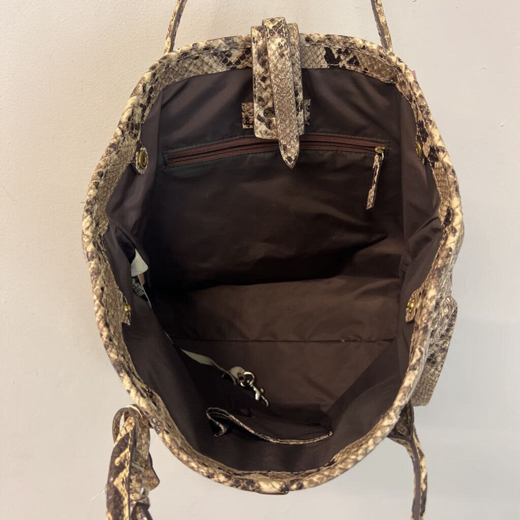Dooney and Bourke Brown/ Cream Leather Snakeskin Purse