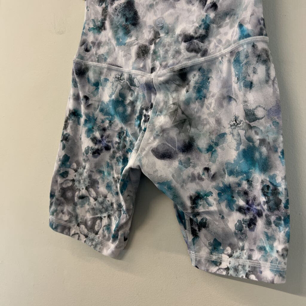 Lululemon Grey/ Blue Print Biker Shorts 4