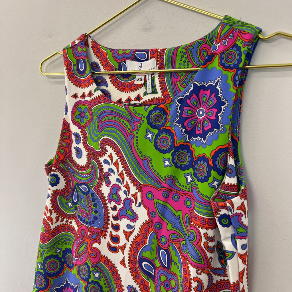 Jude Connally White/ Multi Print Sleeveless Shift Dress Extra Small