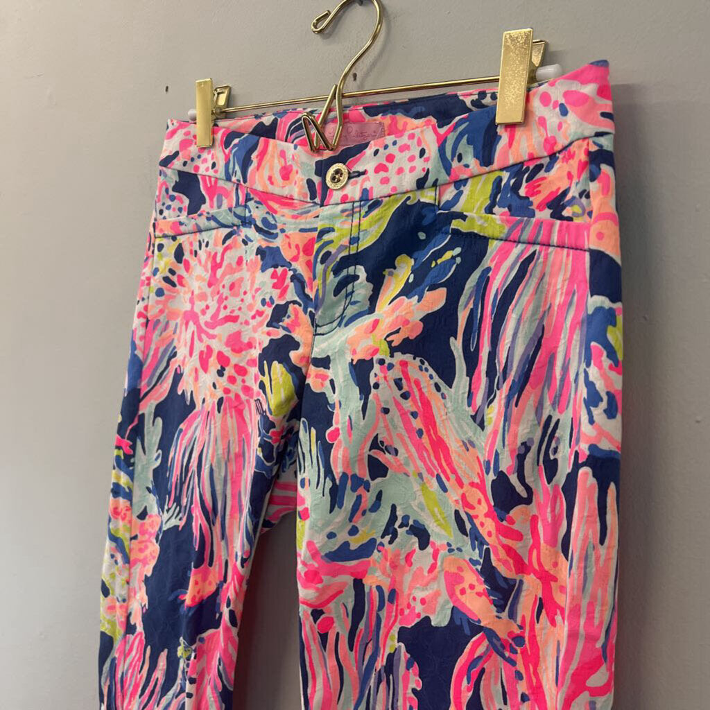 Lilly Pulitzer Blue/ Pink/ Multi Print Straight Leg Pants 0