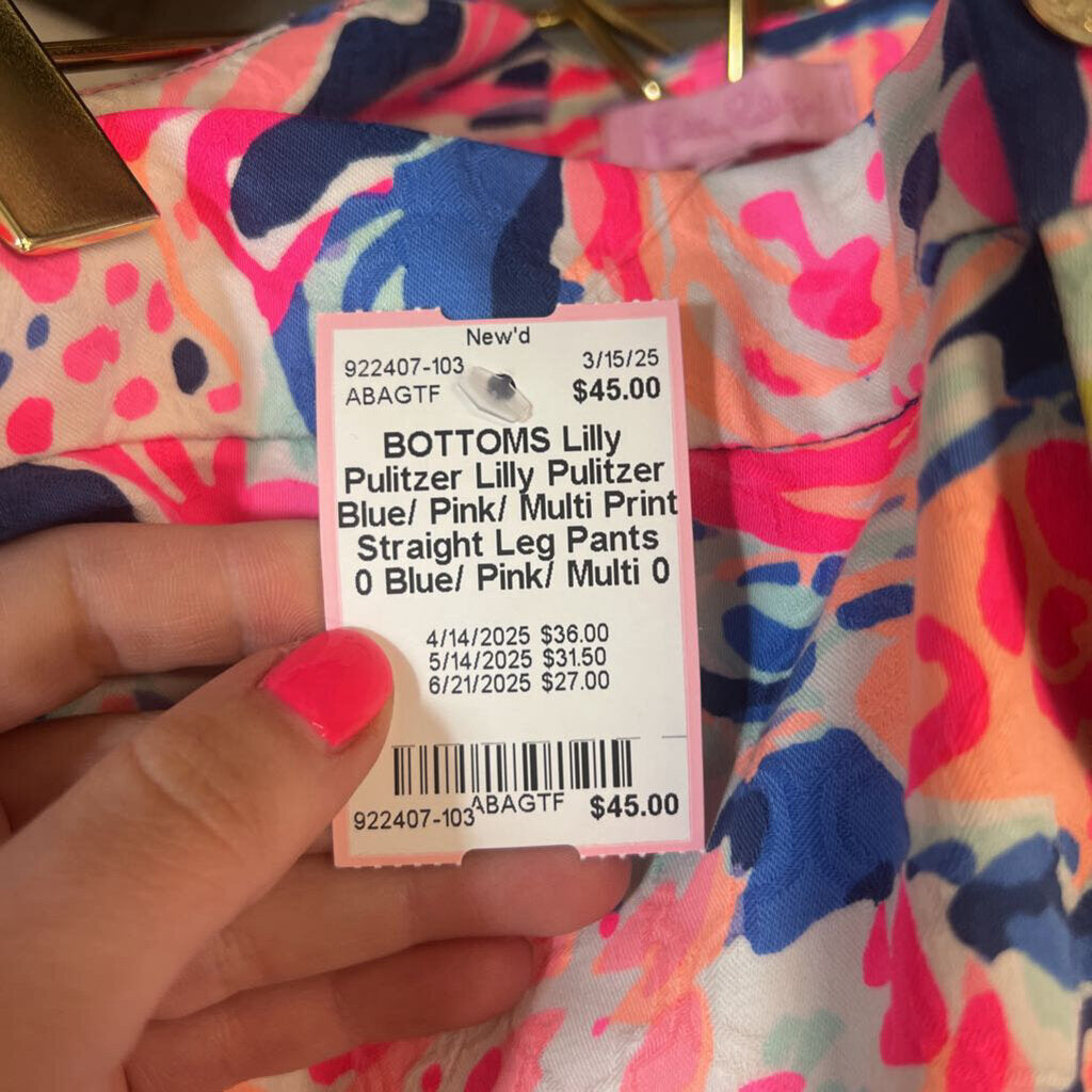 Lilly Pulitzer Blue/ Pink/ Multi Print Straight Leg Pants 0