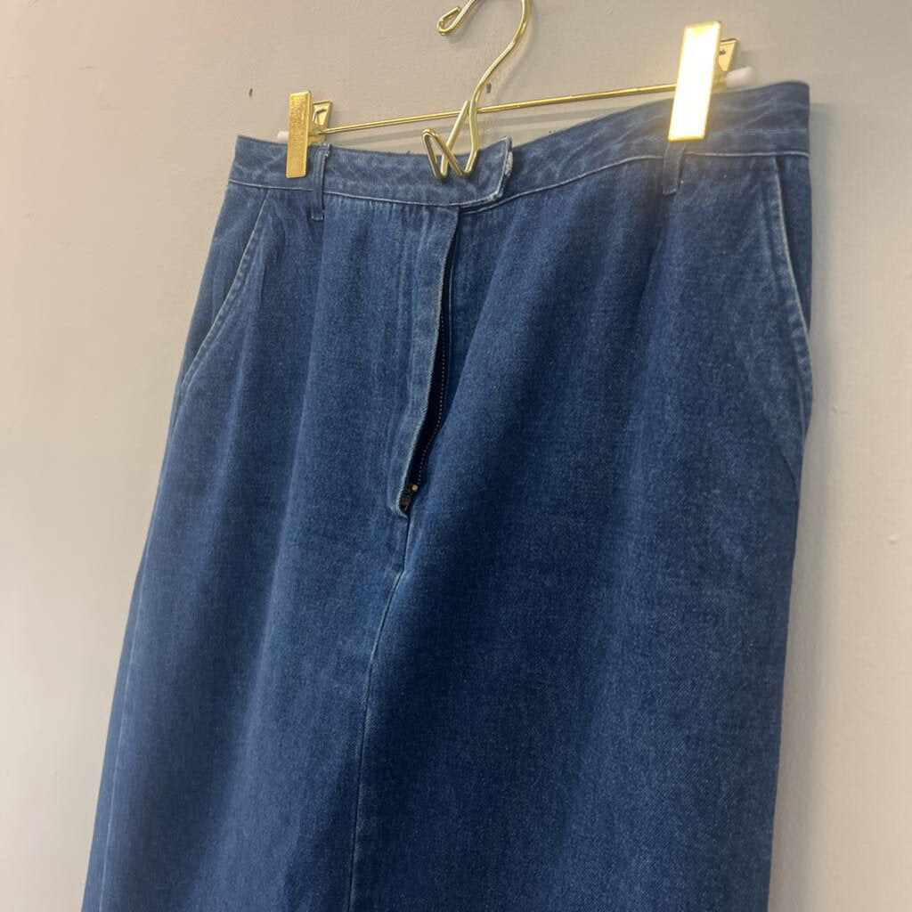 Vintage Mountain Lake Dark Wash Denim Maxi Skirt 10