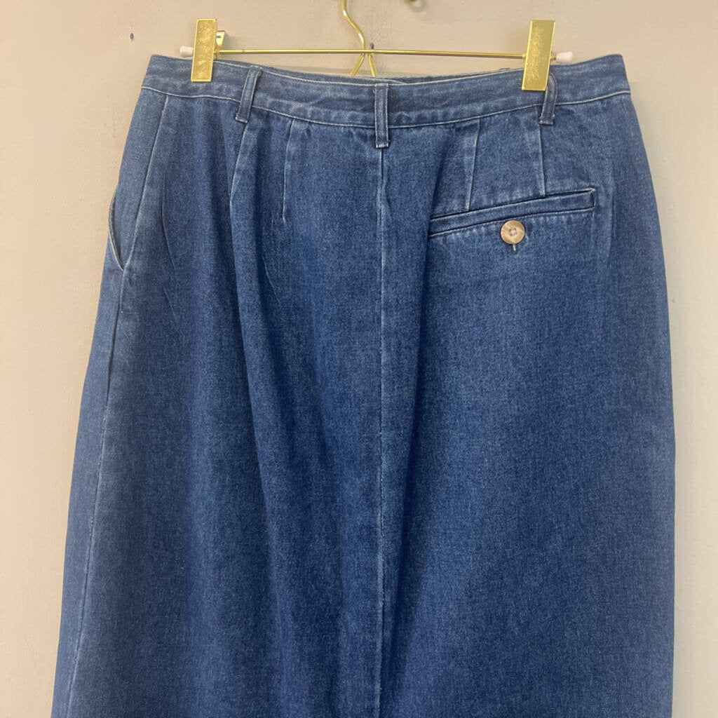 Vintage Mountain Lake Dark Wash Denim Maxi Skirt 10