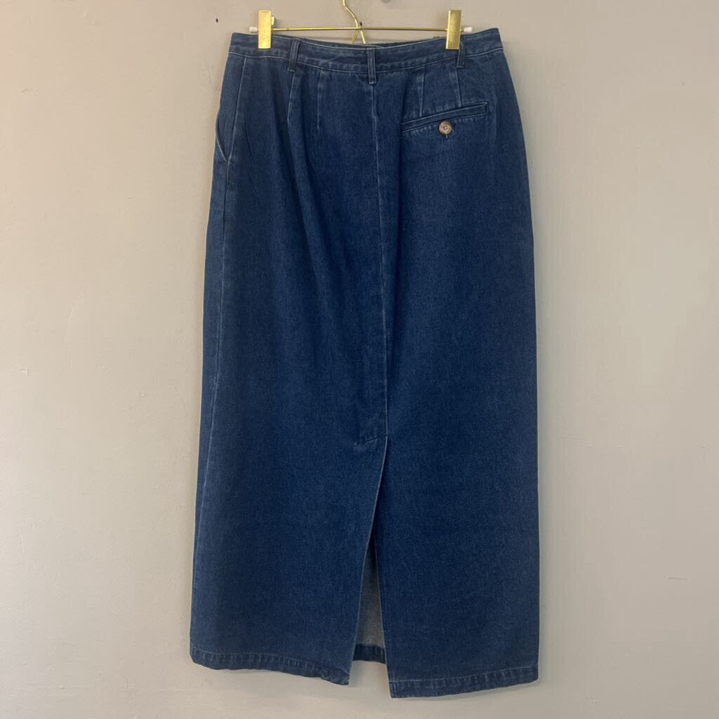 Vintage Mountain Lake Dark Wash Denim Maxi Skirt 10