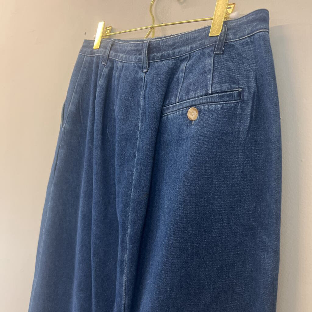 Vintage Mountain Lake Dark Wash Denim Maxi Skirt 10