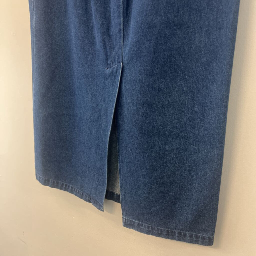 Vintage Mountain Lake Dark Wash Denim Maxi Skirt 10