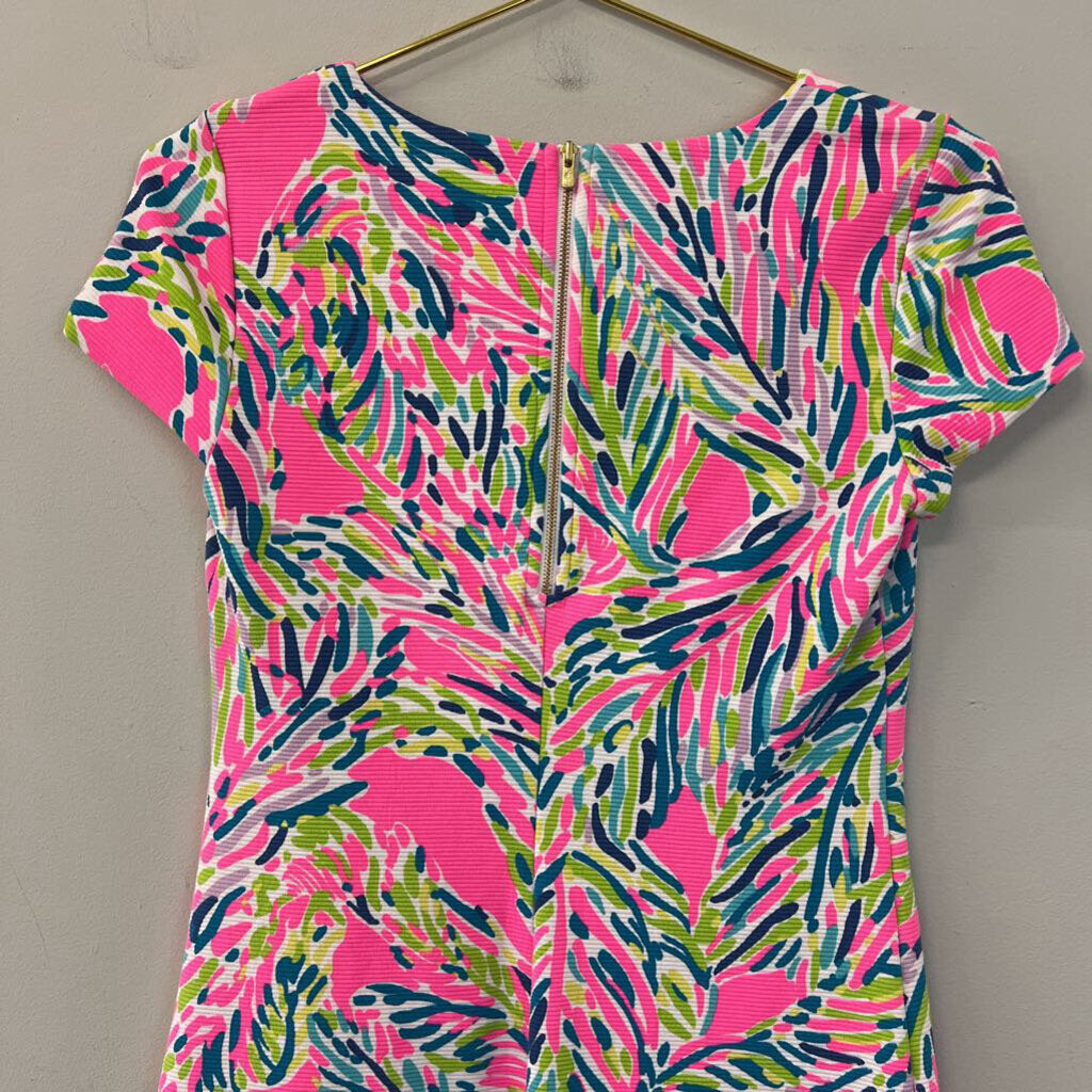 Lilly Pulitzer Pink/ Multi Print Short Sleeve Structured Dress Extra Small