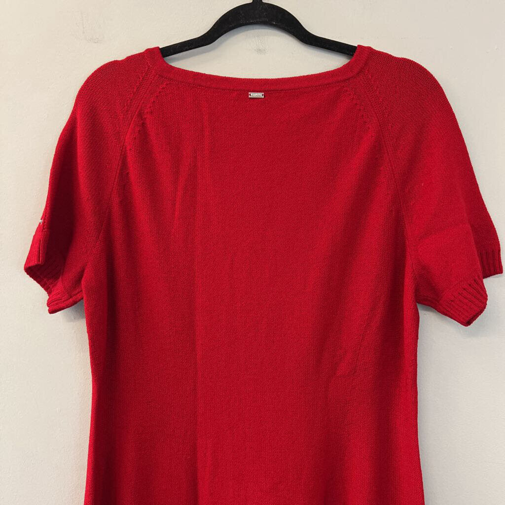 Vintage St John Sport Red Knit Short Sleeve Dress Large