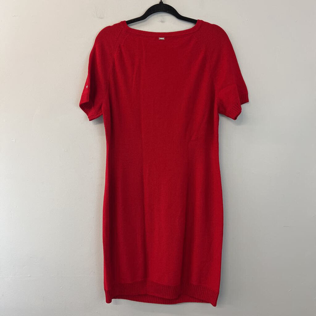 Vintage St John Sport Red Knit Short Sleeve Dress Large