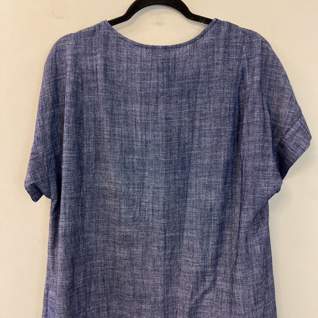 52 Seven Blue Short Sleeve Shift Dress Medium