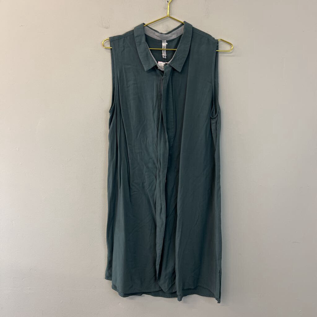 Miilla Green Sleeveless Half Button Down Dress Medium