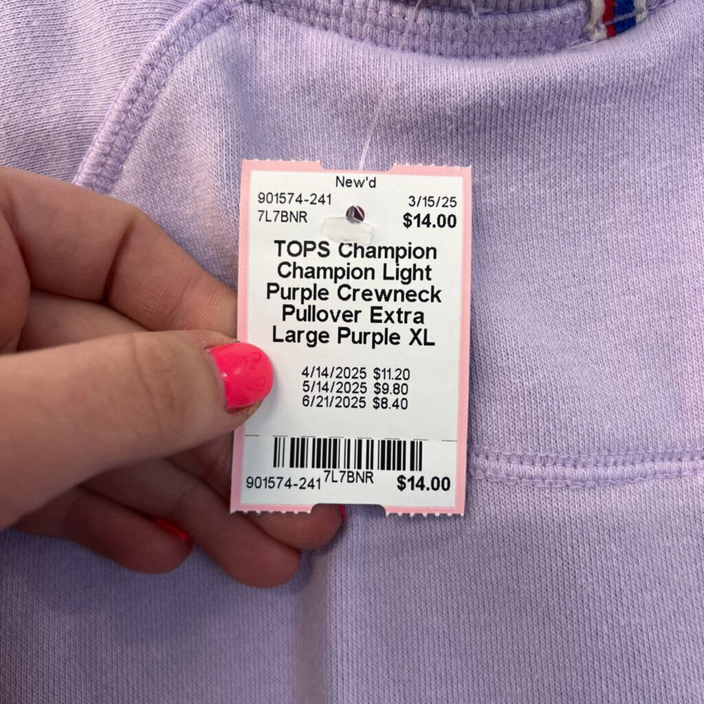 Champion Light Purple Crewneck Pullover Extra Large