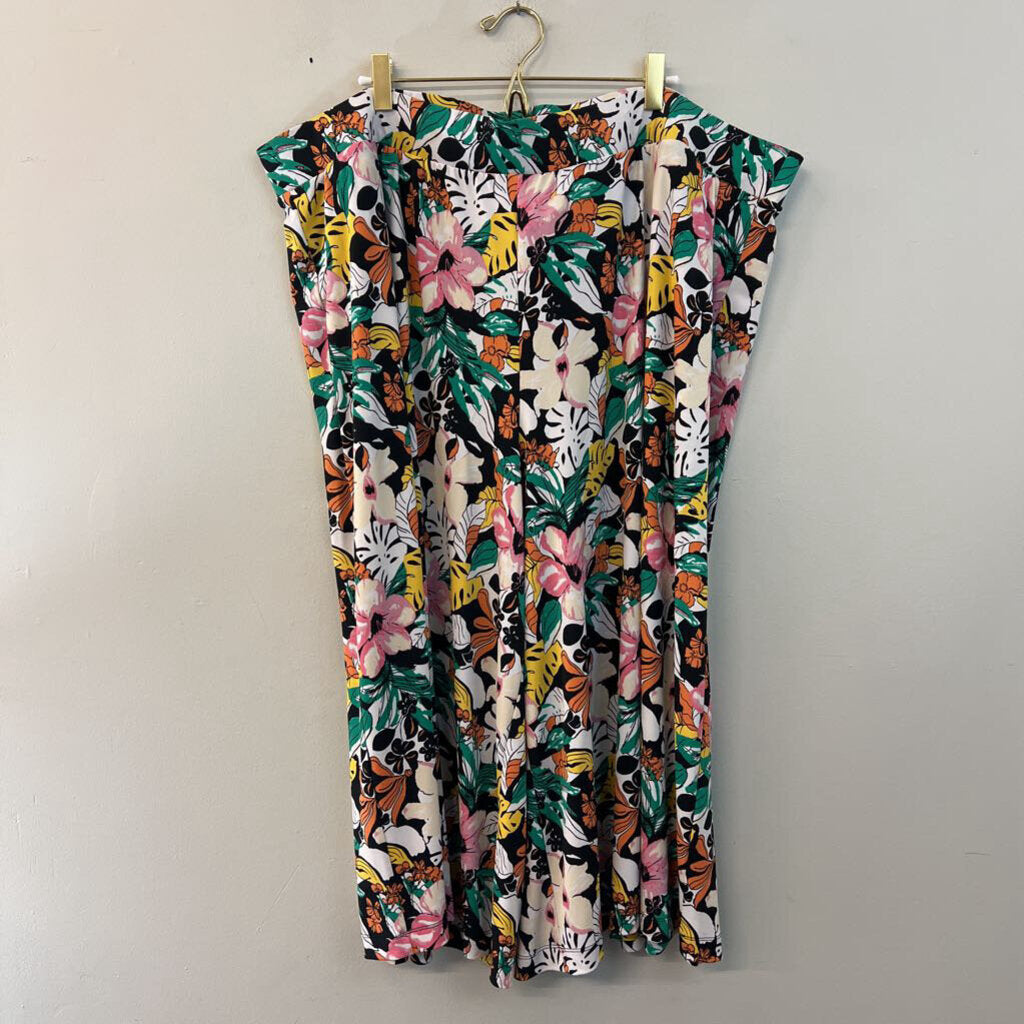 Lane Bryant Black/ Multi Tropical Print Wide Leg Pants 4XL