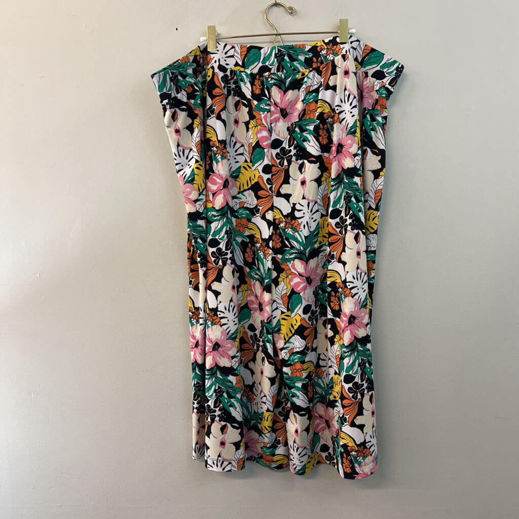 Lane Bryant Black/ Multi Tropical Print Wide Leg Pants 4XL