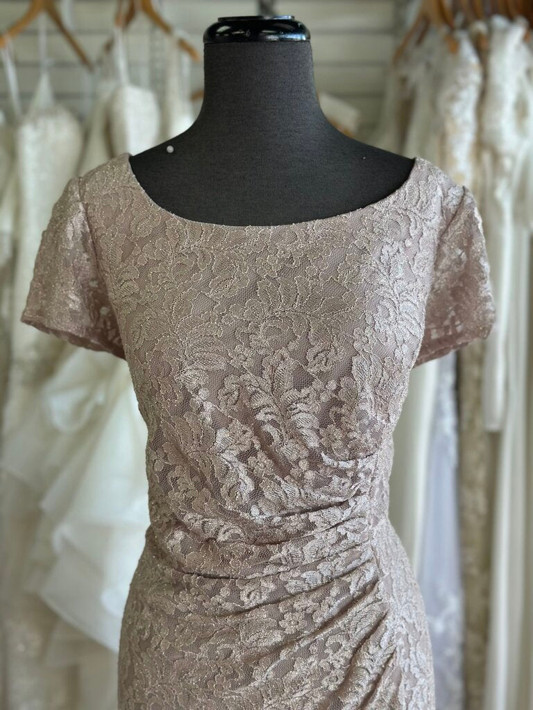 Oleg Cassini Shimmer Lace Cap Sleeve Dress 16W