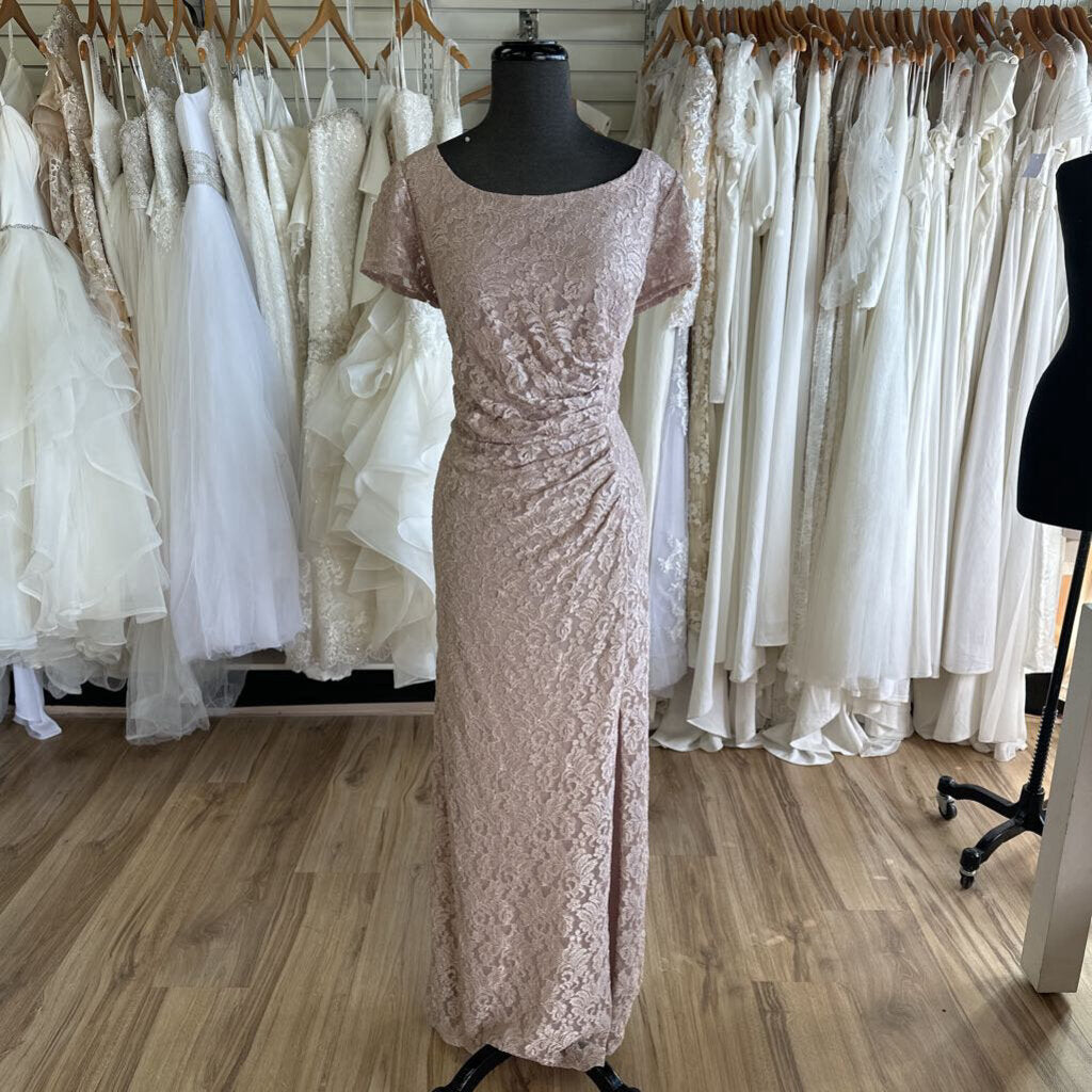 Oleg Cassini Shimmer Lace Cap Sleeve Dress 16W