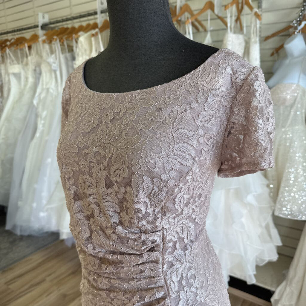 Oleg Cassini Shimmer Lace Cap Sleeve Dress 16W