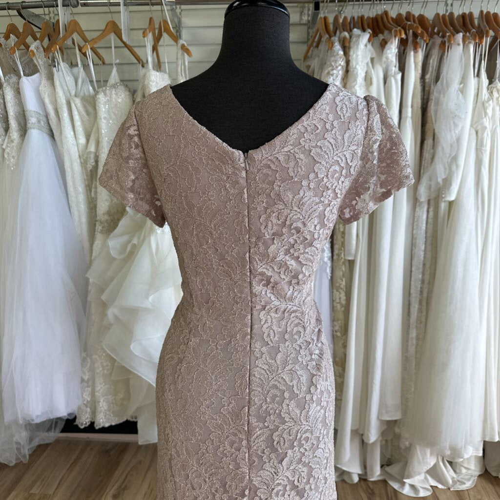 Oleg Cassini Shimmer Lace Cap Sleeve Dress 16W