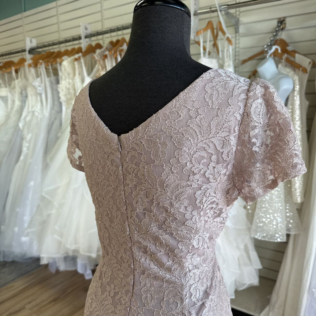 Oleg Cassini Shimmer Lace Cap Sleeve Dress 16W