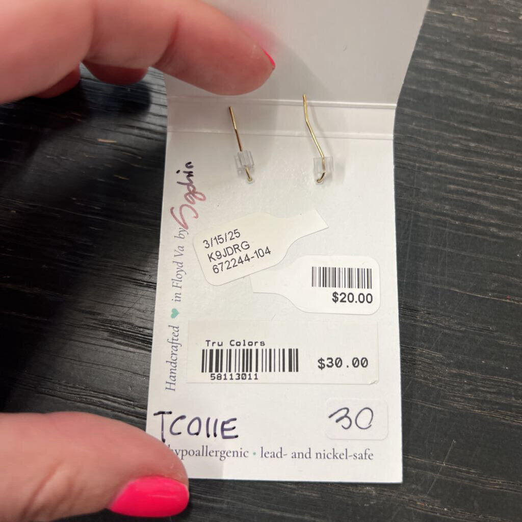 Anne Vaughan Gold/ Blue/ Purple Beaded Earrings