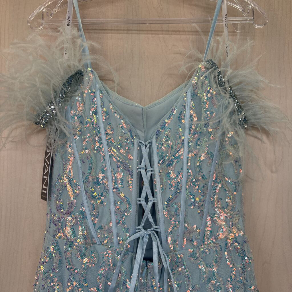 Jovani Feather And Sequin Long Dress 10