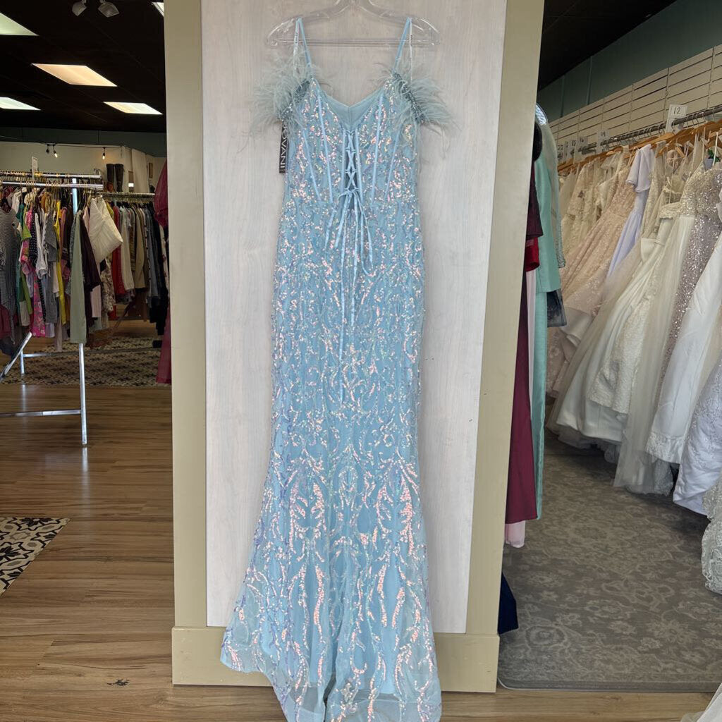 Jovani Feather And Sequin Long Dress 10