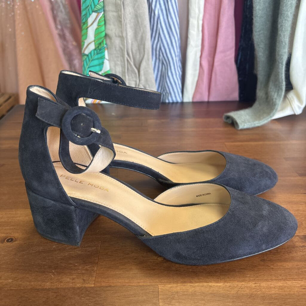 Pelle Moda Ankle Strap Block Heel 9.0