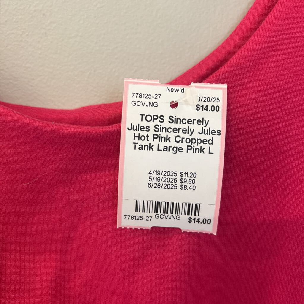Sincerely Jules Hot Pink Cropped Tank Large