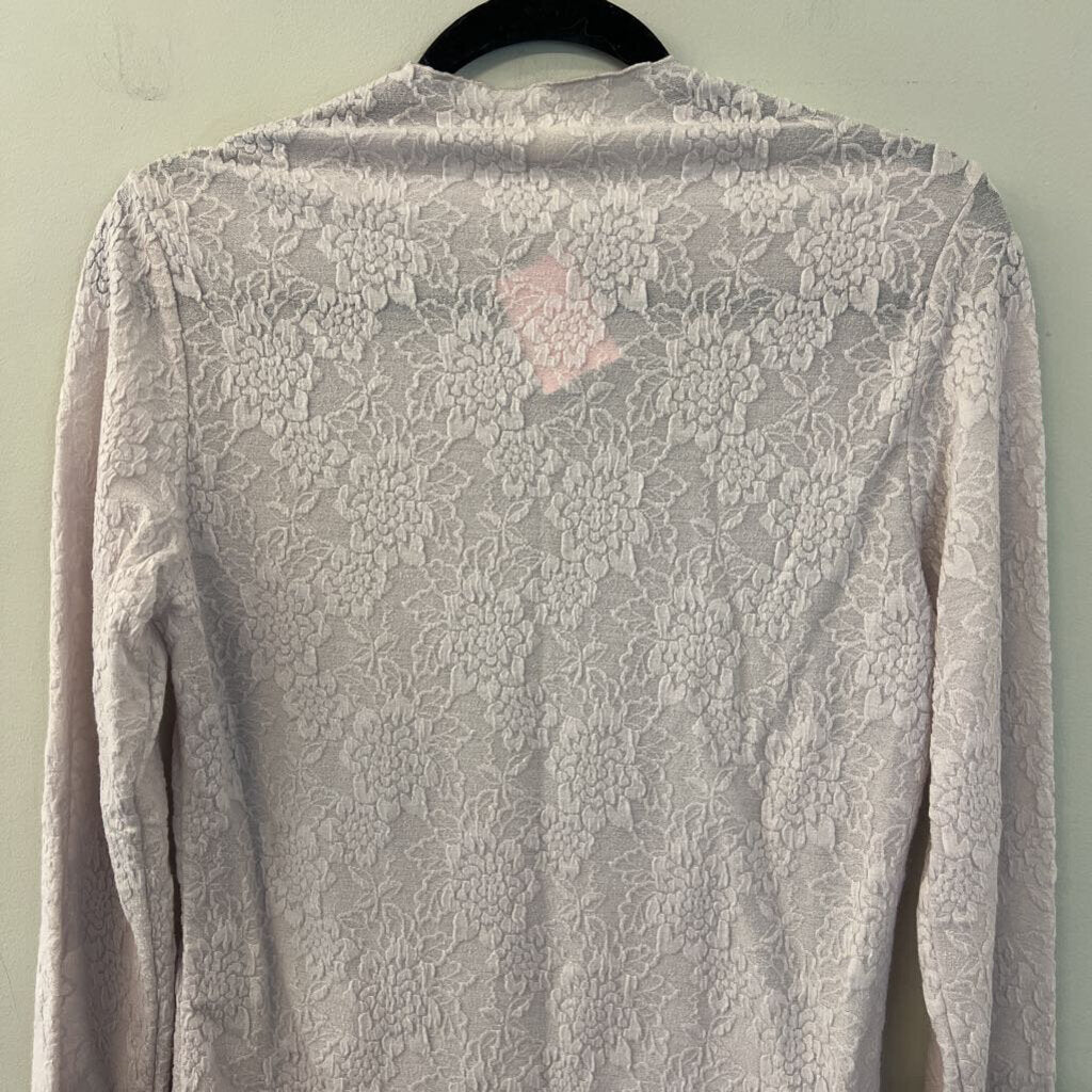 Easel Light Purple Flower Print Mock Neck Long Sleeve Top Large