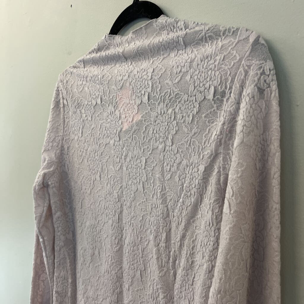 Easel Light Purple Flower Print Mock Neck Long Sleeve Top Large