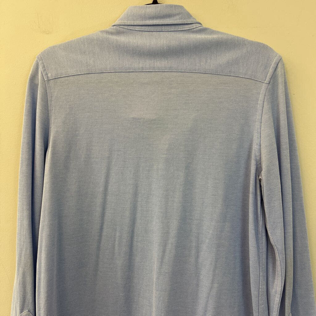 Ralph Lauren Blue Knit Oxford Long Sleeve Button Down Dress Large