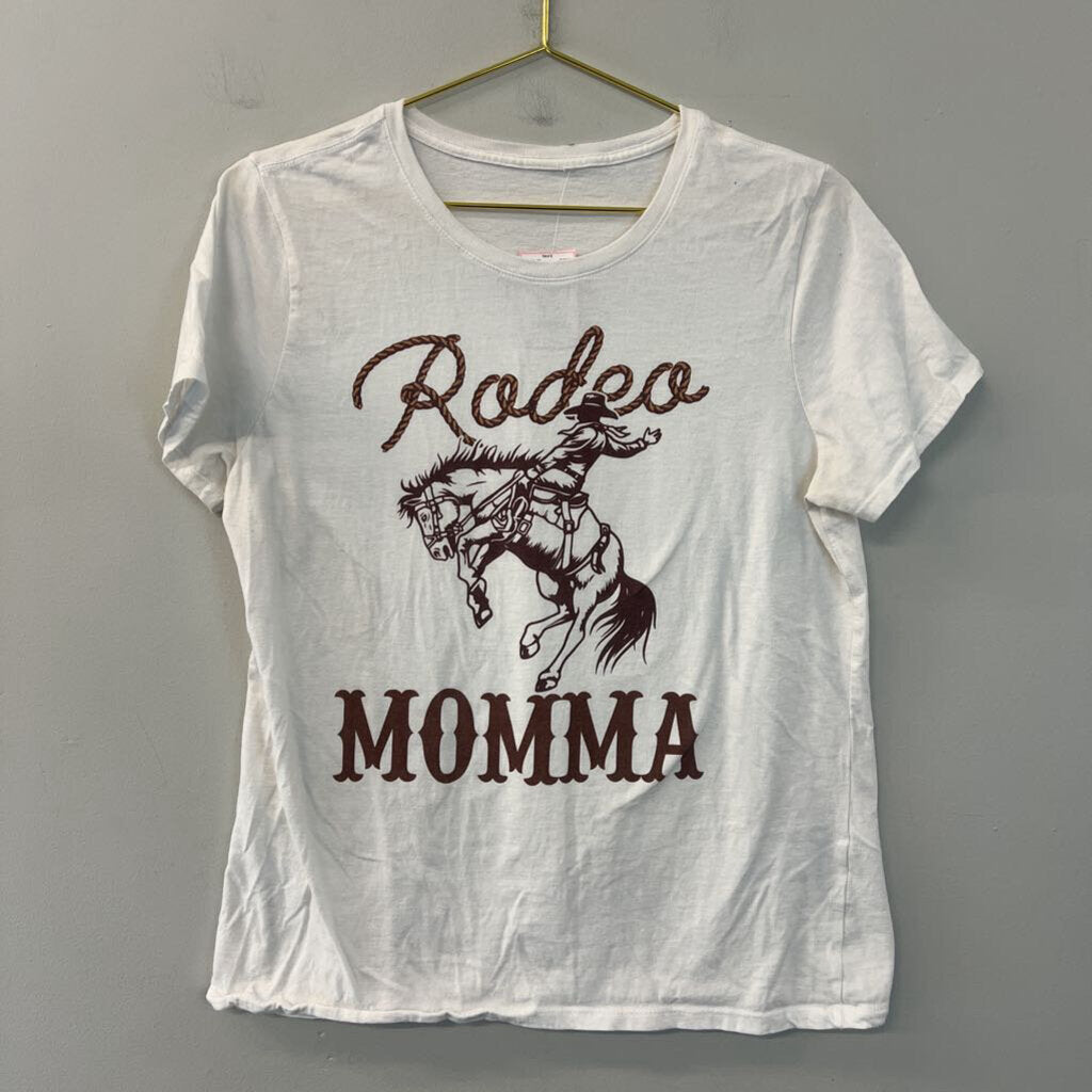 White/ Brown Rodeo Momma Short Sleeve Graphic Tee Large