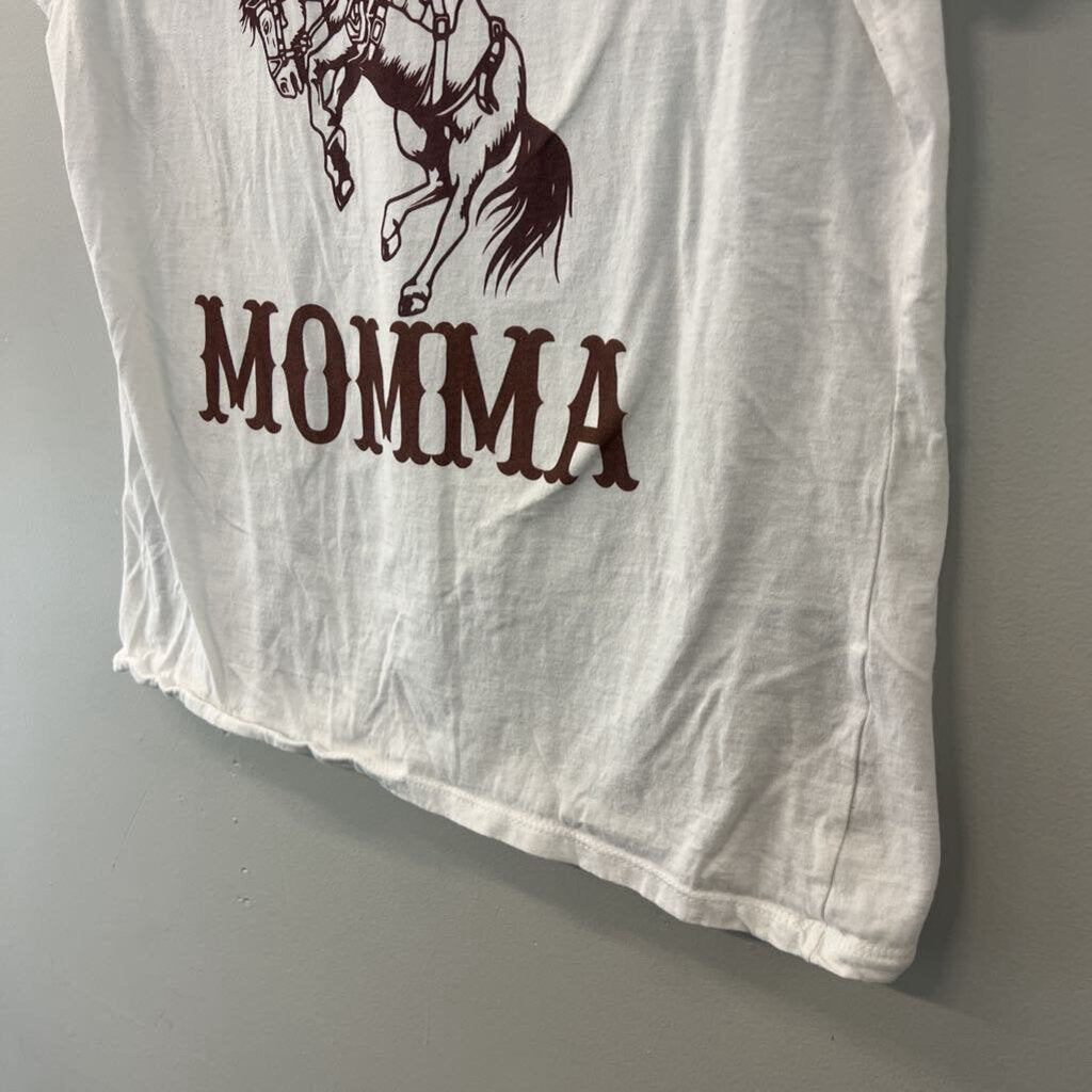 White/ Brown Rodeo Momma Short Sleeve Graphic Tee Large