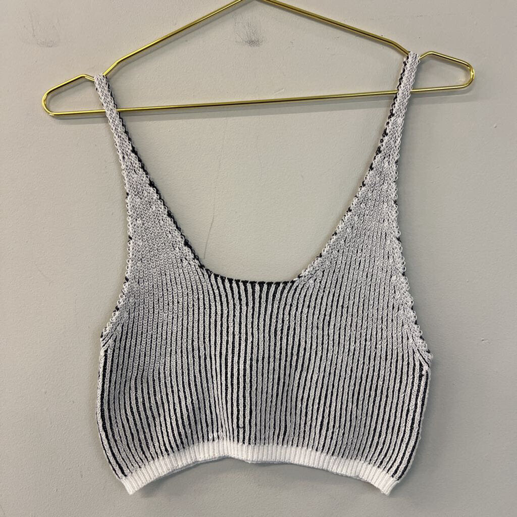 Black/ White Knit Cropped Tank Top Medium